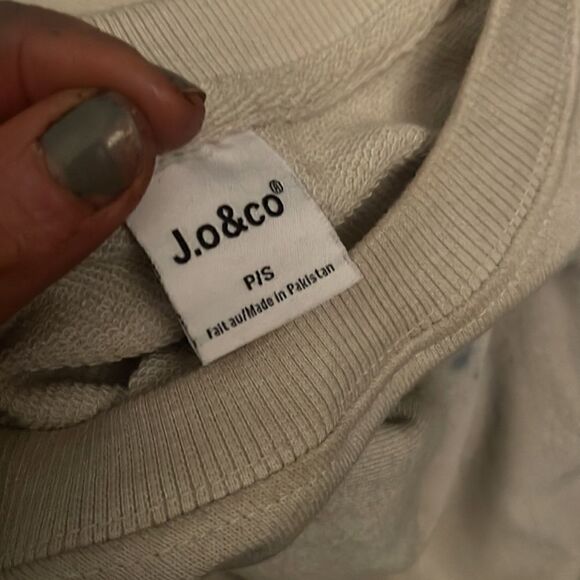 Size Small Blue + Cream Ombre Dipped Crop Sweater - Picture 6 of 6